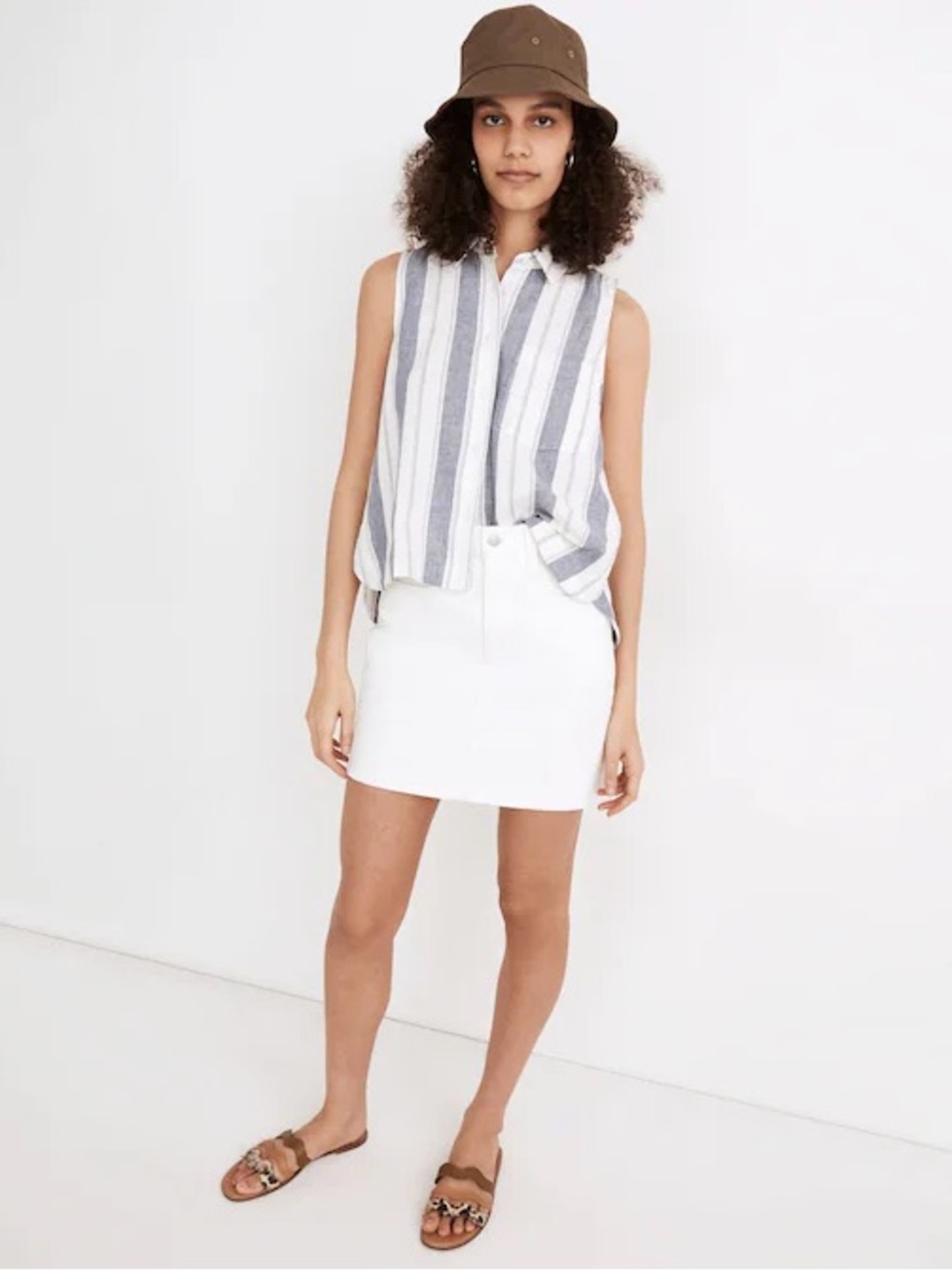 Madewell Striped Sleeveless Shirt Medium